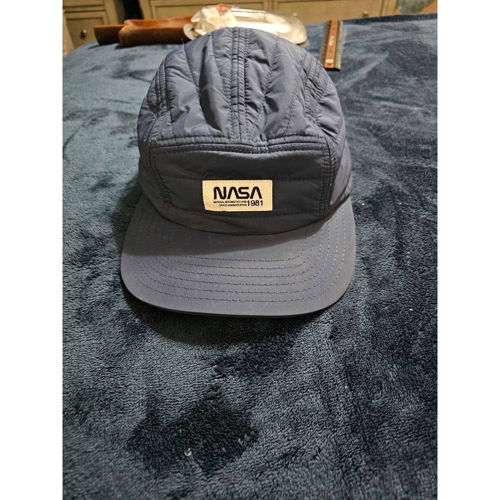 Mad Engine NASA 1981 blue nylon 5-panel strapback cap vintage